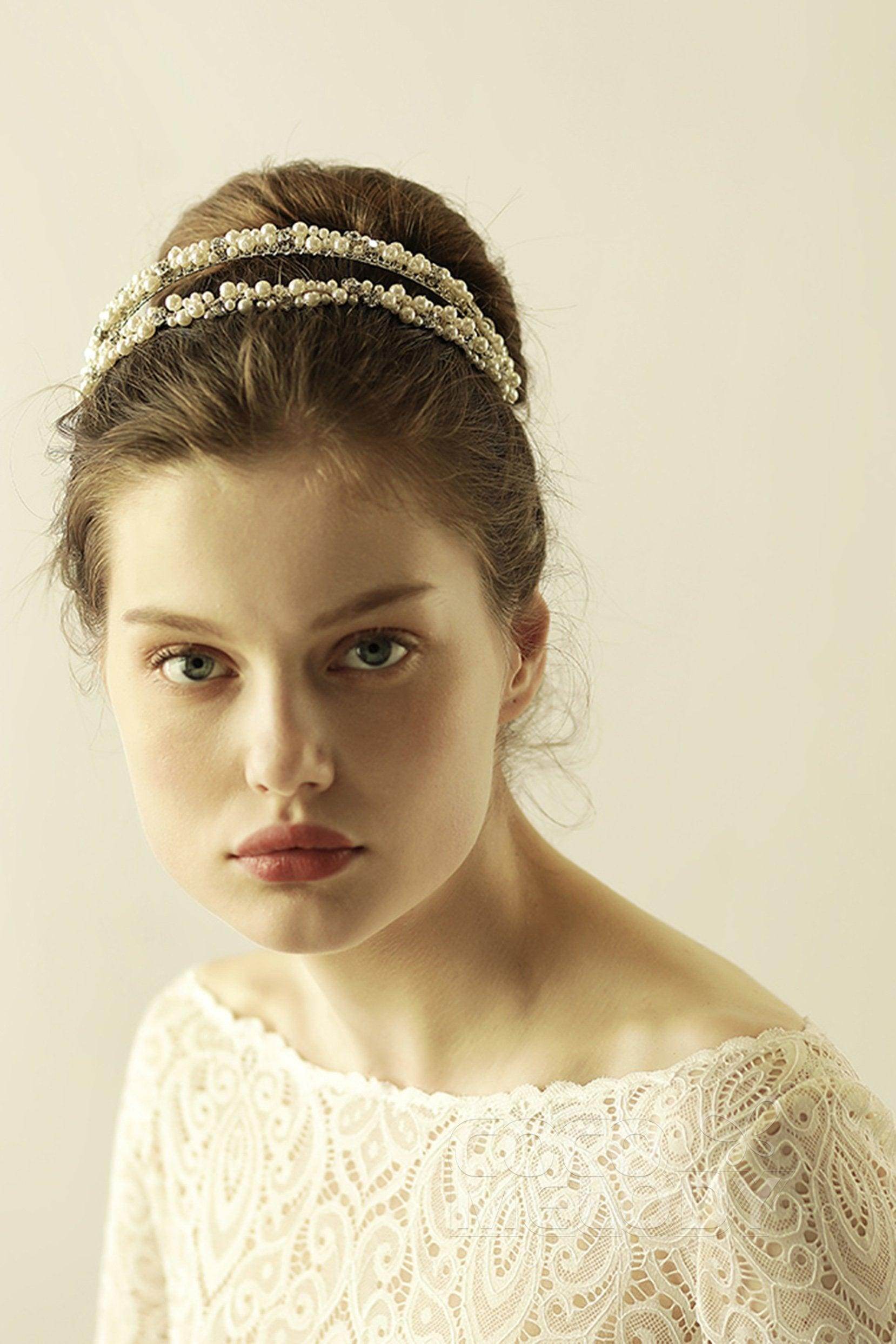 Alloy Headbands with Imitation Pearl and Rhinestone CH0318 - COCOMELODY